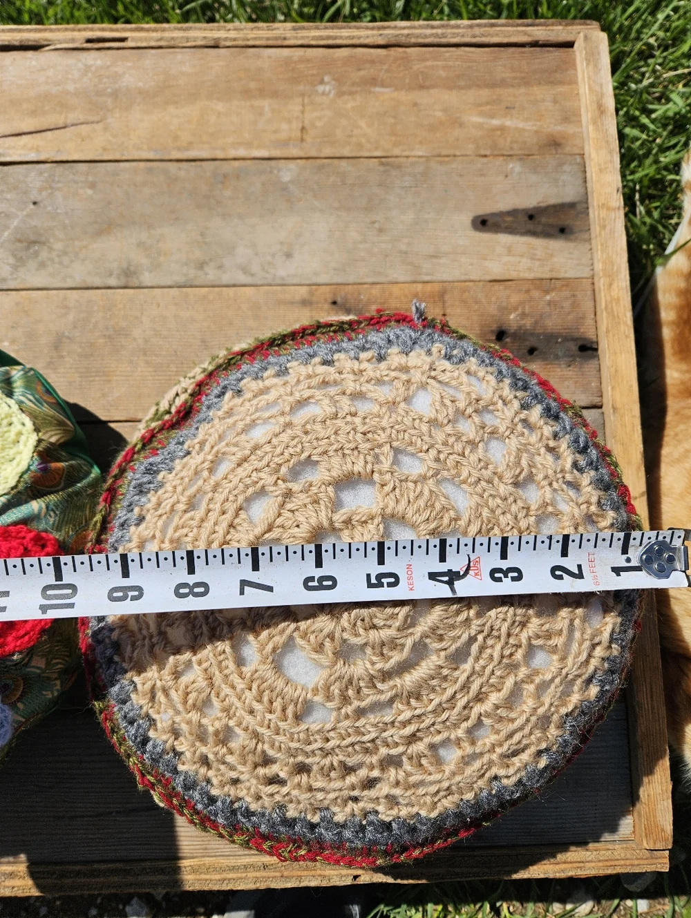 Vintage 70s Style Hand Crochet Round Boho Mandala Accent Throw Pillows Set of 2